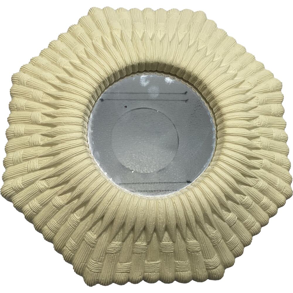Vintage HOMCO 7" Mirror Faux Wicker/Rattan Octagonal 1970s Cottage Wall Decor